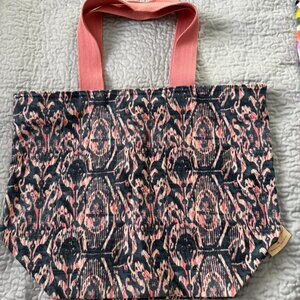 Poetic Wanderlust Canvas Cotton Tote Bag (Pink  & Navy)